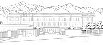 校园建筑线稿