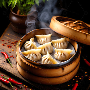 美味蒸饺美食摄影素材