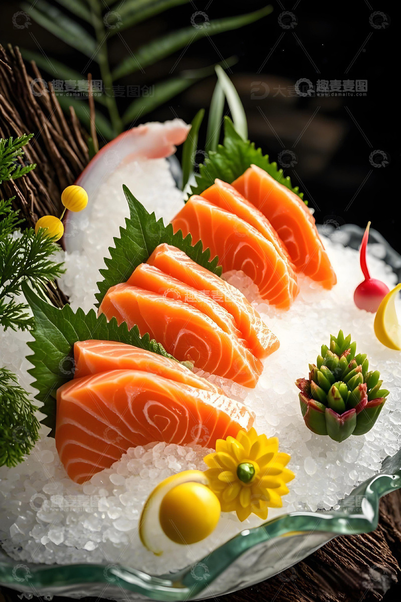 高清大图下载【趣麦麦图】日式美食三文鱼刺身摄影图
