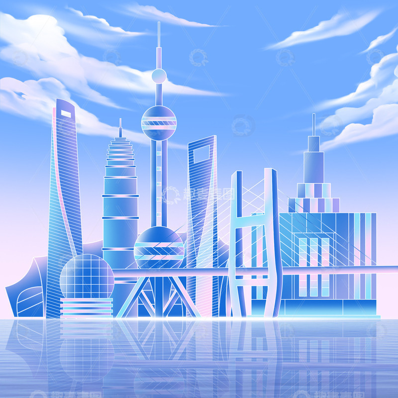源文件下载【趣麦麦图】扁平风格上海市地标建筑元素
