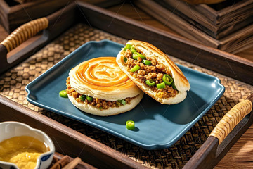 陕西美食肉夹馍摄影图1