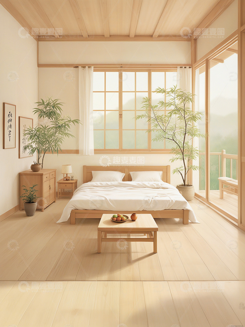 极简实木风格卧室设计效果3