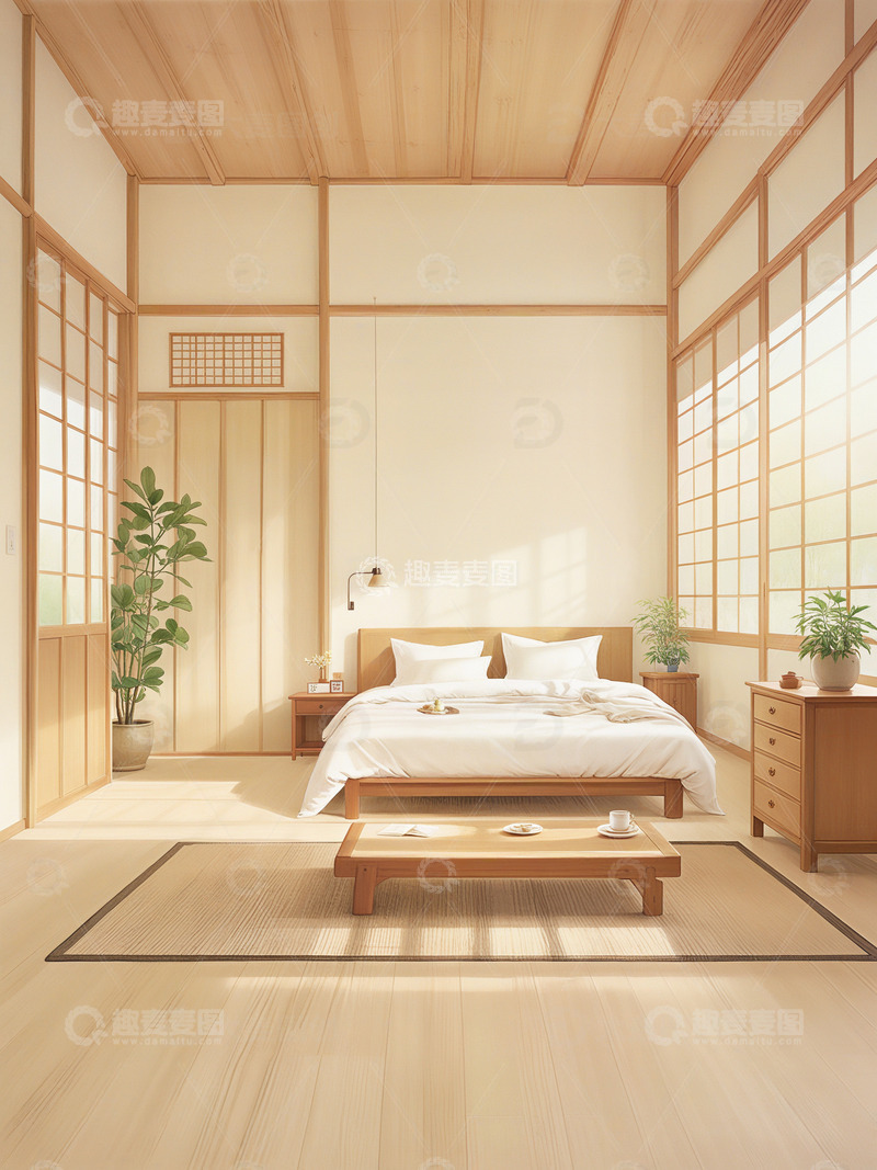 极简实木风格卧室设计效果2