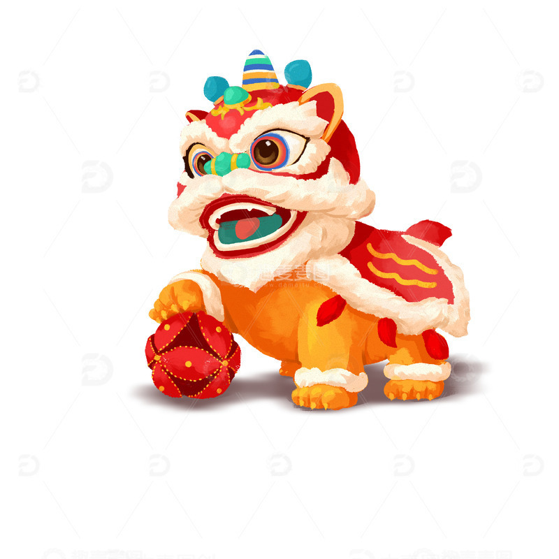源文件下载【趣麦麦图】春节舞狮醒狮