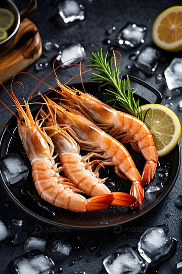 海鲜大虾生鲜摄影图1