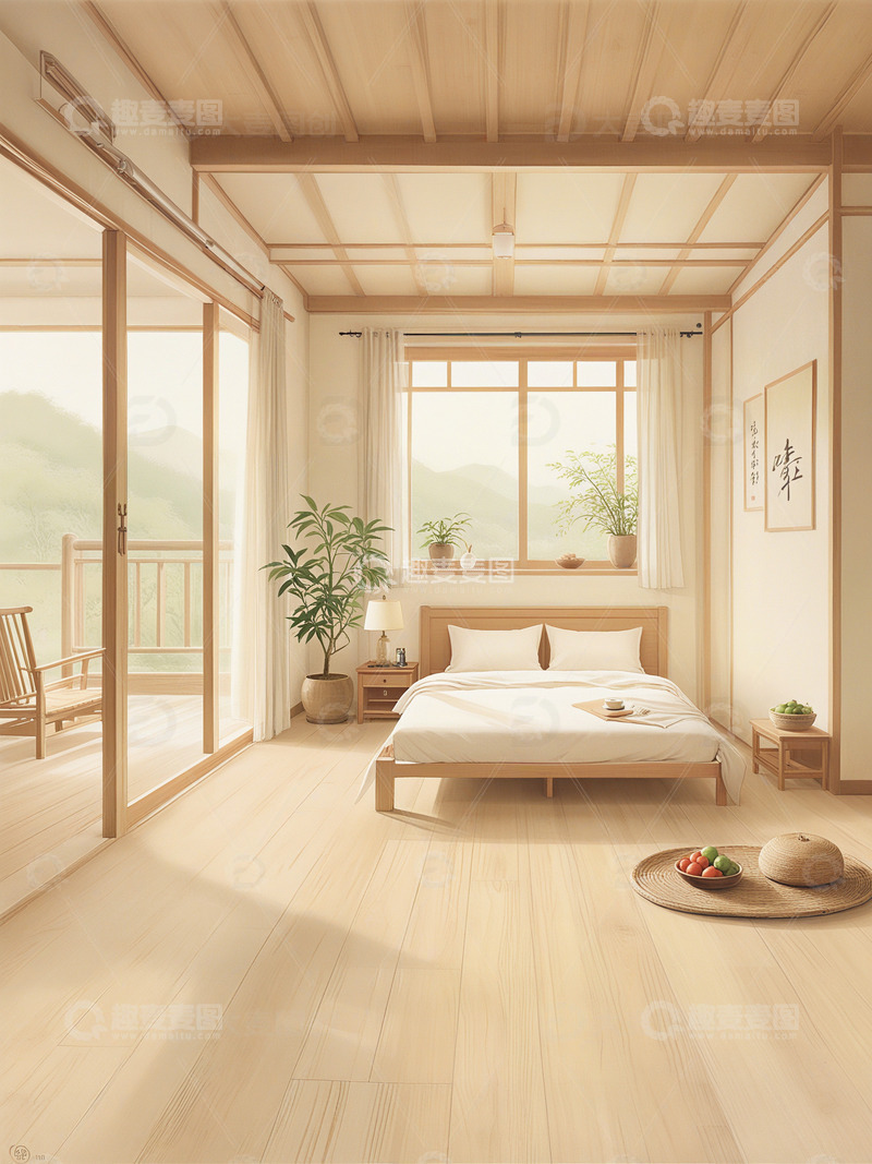 极简实木风格卧室设计效果