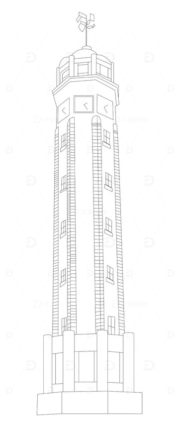 重庆人民解放碑线稿