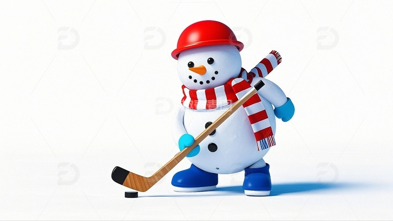 高清大图下载【趣麦麦图】雪地里的冰球雪人2