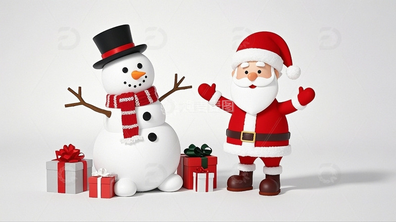 高清大图下载【趣麦麦图】圣诞老人和雪人2