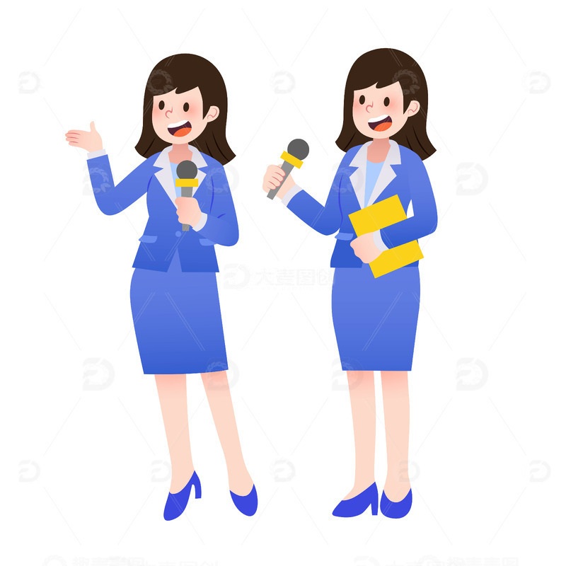 源文件下载【趣麦麦图】 扁平风女记者主持人新闻媒体职业