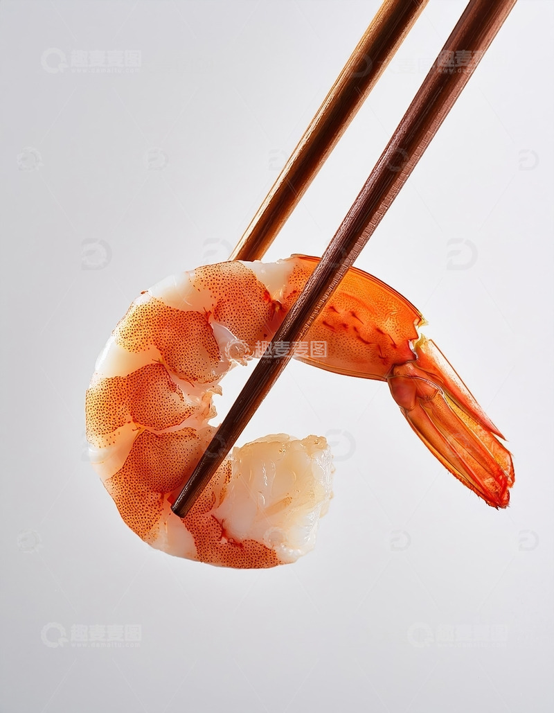 高清大图下载【趣麦麦图】东方美食：筷子与虾的和谐3