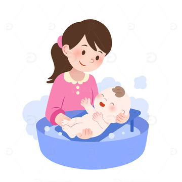 扁平风给宝宝洗澡育儿月嫂保姆