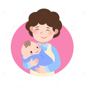 扁平风保姆月嫂阿姨抱婴儿人物