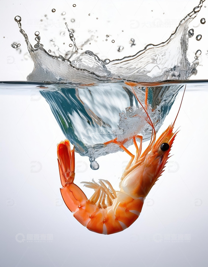 高清大图下载【趣麦麦图】活力四射：鲜虾跃水瞬间4
