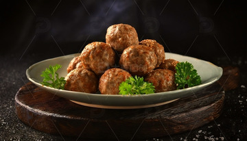 黑色背景堆叠潮汕牛肉丸