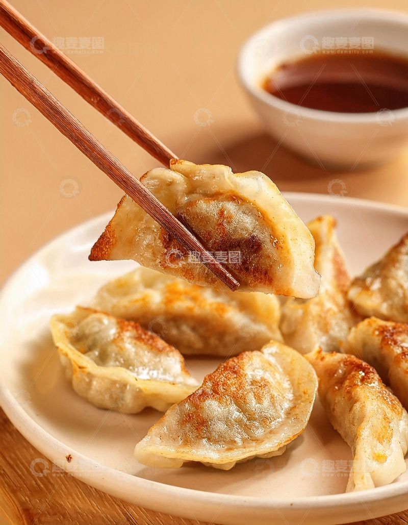 高清大图下载【趣麦麦图】-金黄酥脆：煎饺的美味艺术8