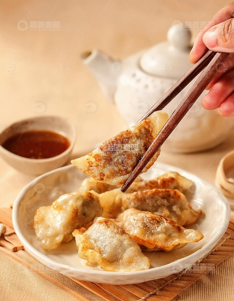 高清大图下载【趣麦麦图】-金黄酥脆：煎饺的美味艺术6
