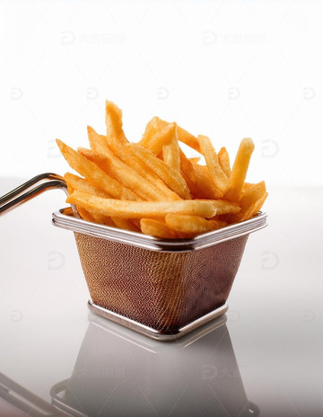 薯条与金属篮的简约美