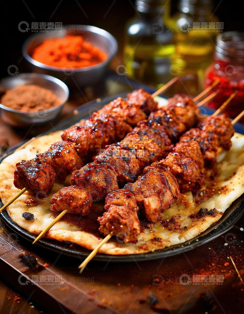 高清大图下载【趣麦麦图】炭火烤肉串 - 肉香四溢的烧烤盛宴1
