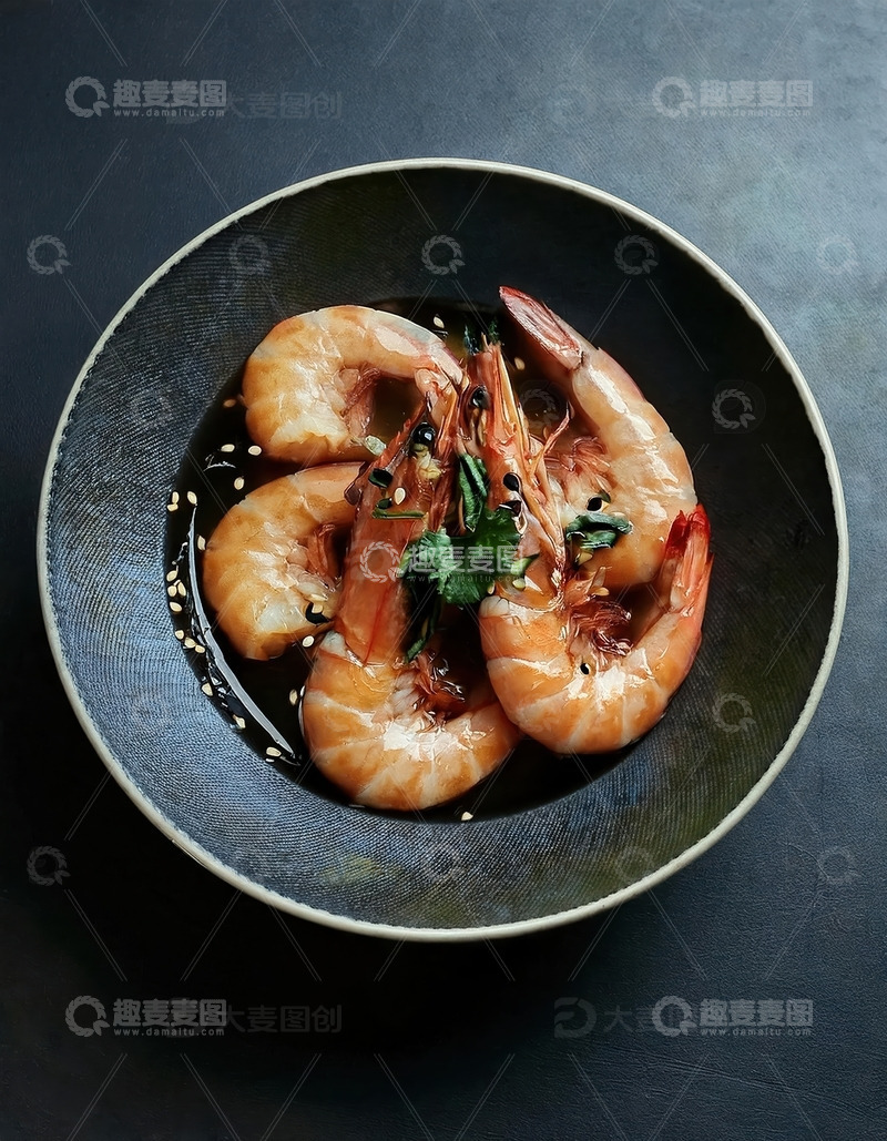 芝麻香葱生腌虾 - 香浓海鲜佳肴