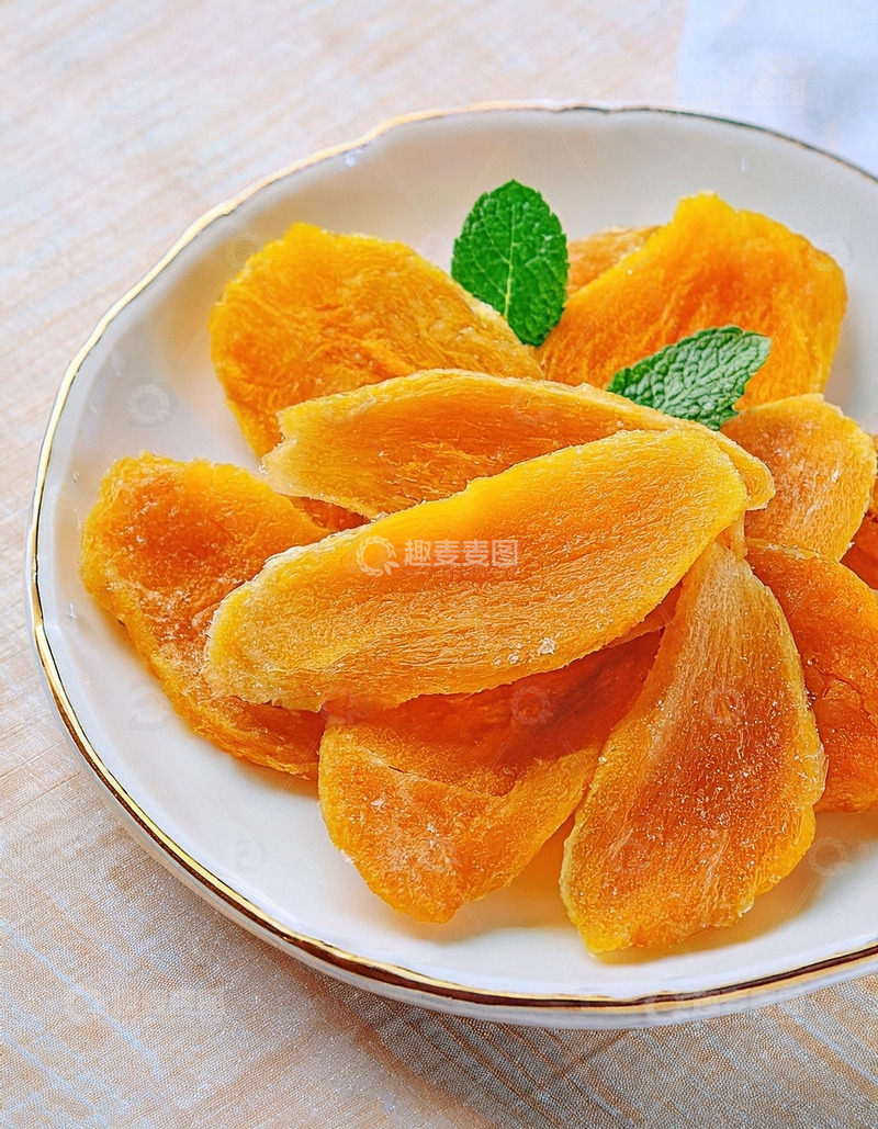 高清大图下载【趣麦麦图】黄金芒果片 - 热带风味的休闲零食