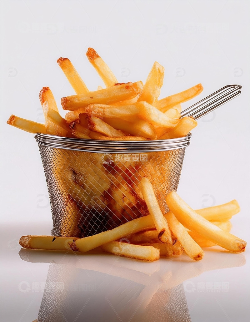 高清大图下载【趣麦麦图】薯条与金属篮的简约美6