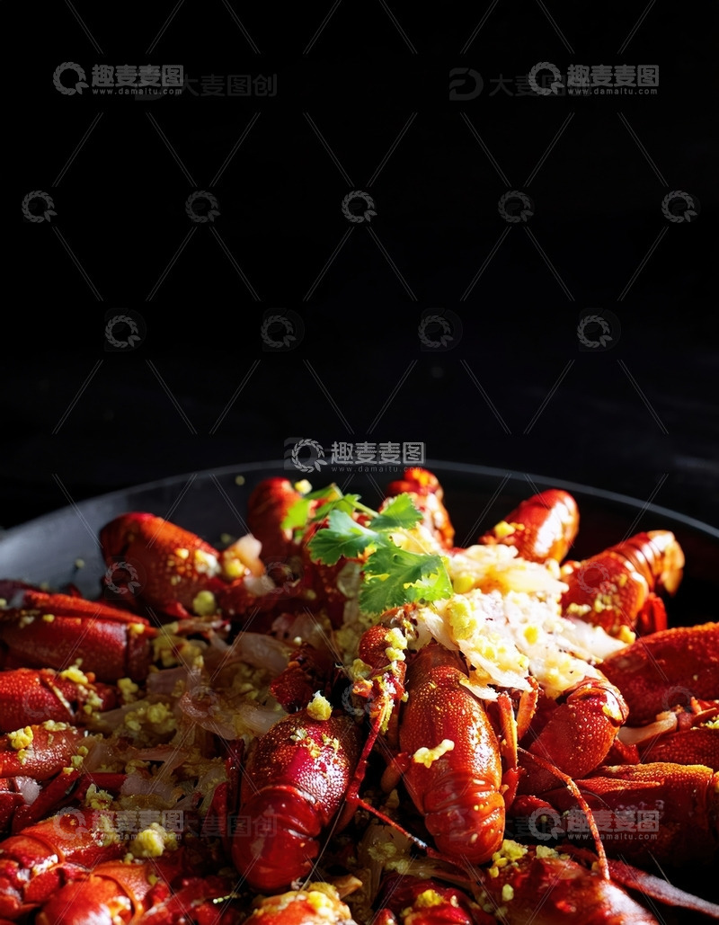 高清大图下载【趣麦麦图】蒜香小龙虾 - 美食的热辣之选