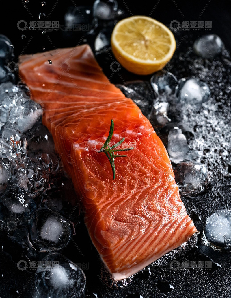 高清大图下载【趣麦麦图】新鲜三文鱼刺身 - 深海的美味馈赠盘5