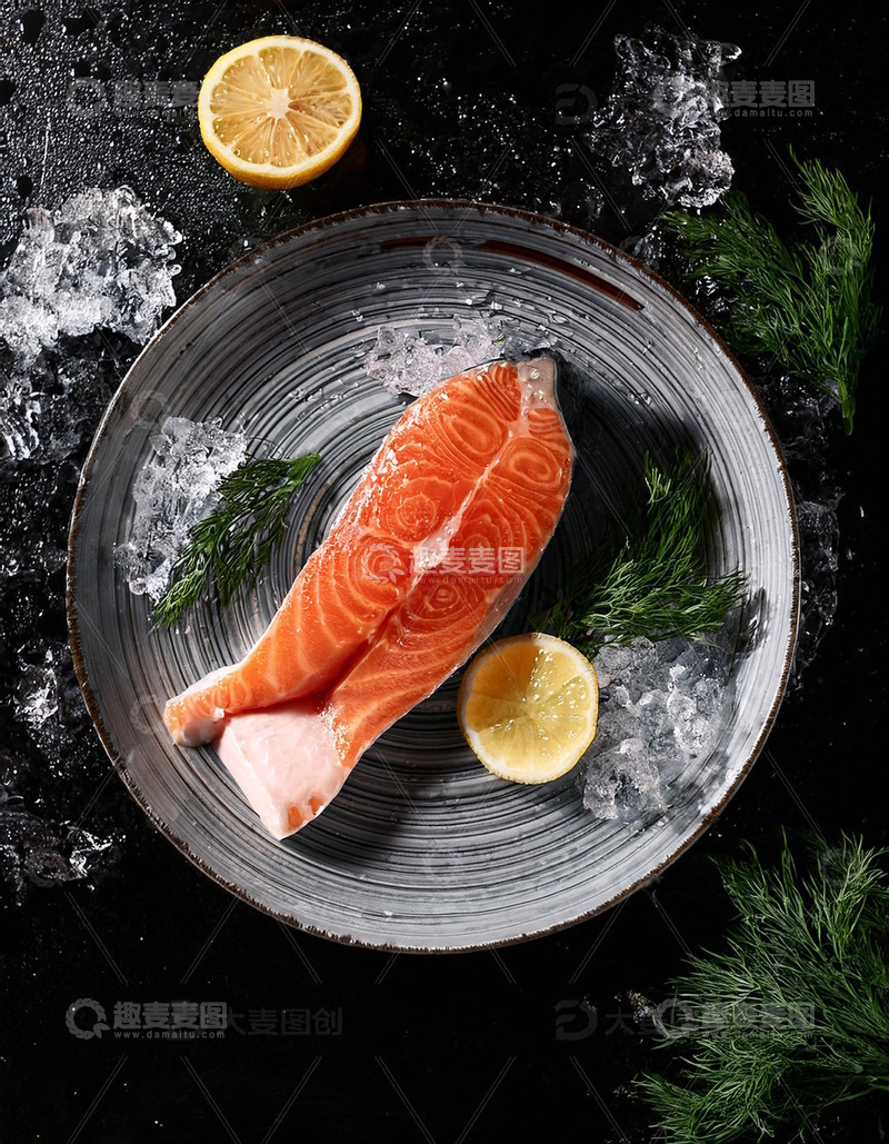 高清大图下载【趣麦麦图】新鲜三文鱼刺身 - 深海的美味馈赠盘2