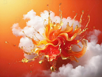 企业年会国风彩岩鎏金喷溅抽象背景