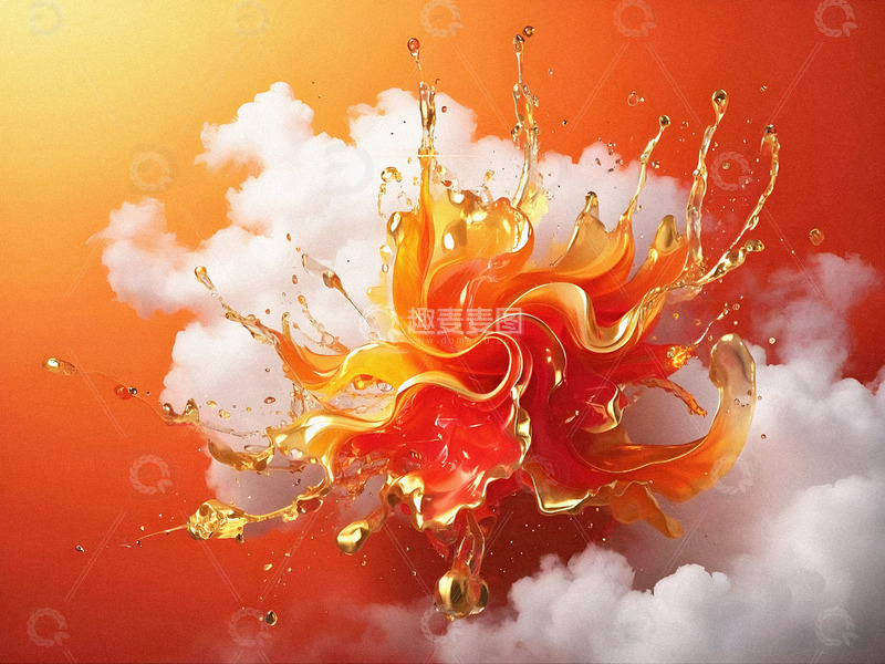 企业年会国风彩岩鎏金喷溅抽象背景