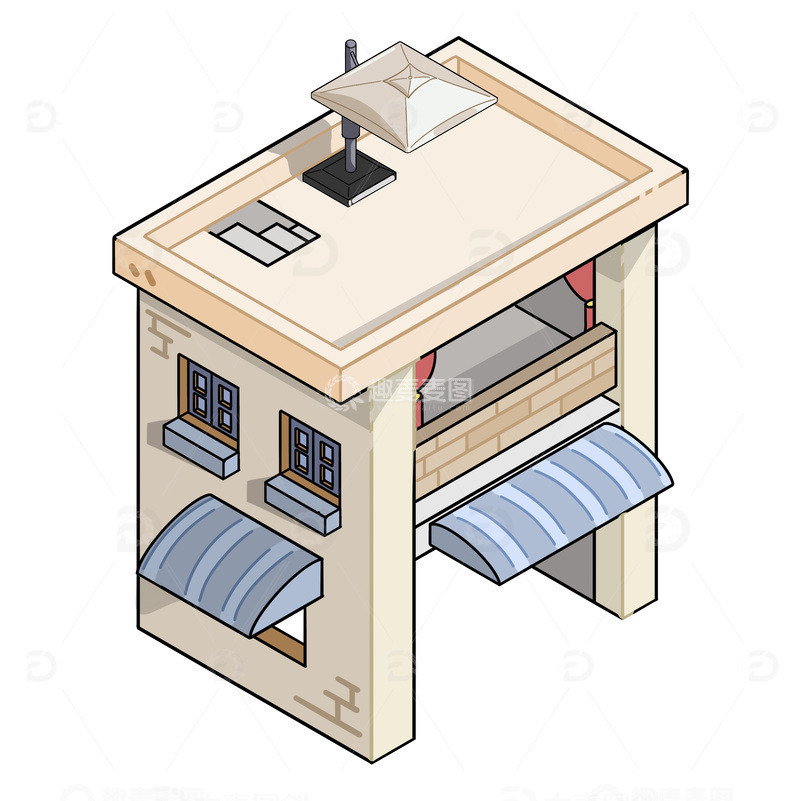 2.5d商铺建筑免扣元素