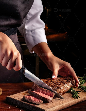 专业厨师的牛排切割艺术1
