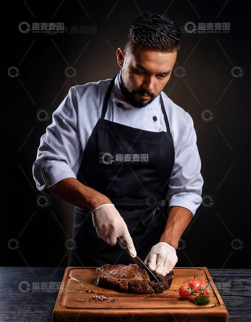 高清大图下载【趣麦麦图】专业厨师的牛排切割艺术2