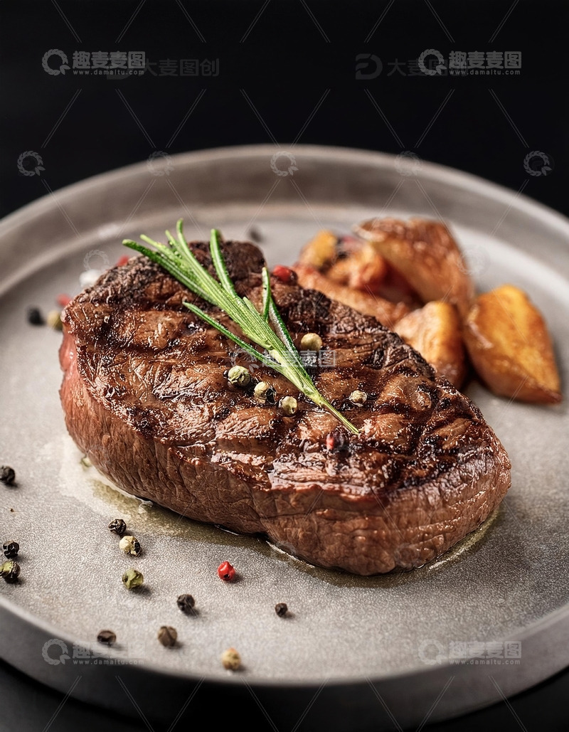 高清大图下载【趣麦麦图】顶级牛排与精致配菜的盛宴15