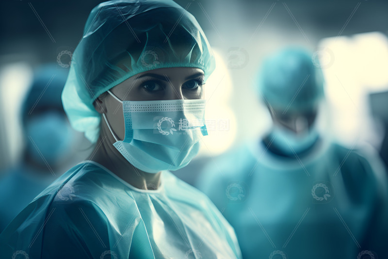 手术室内带着口罩的医生