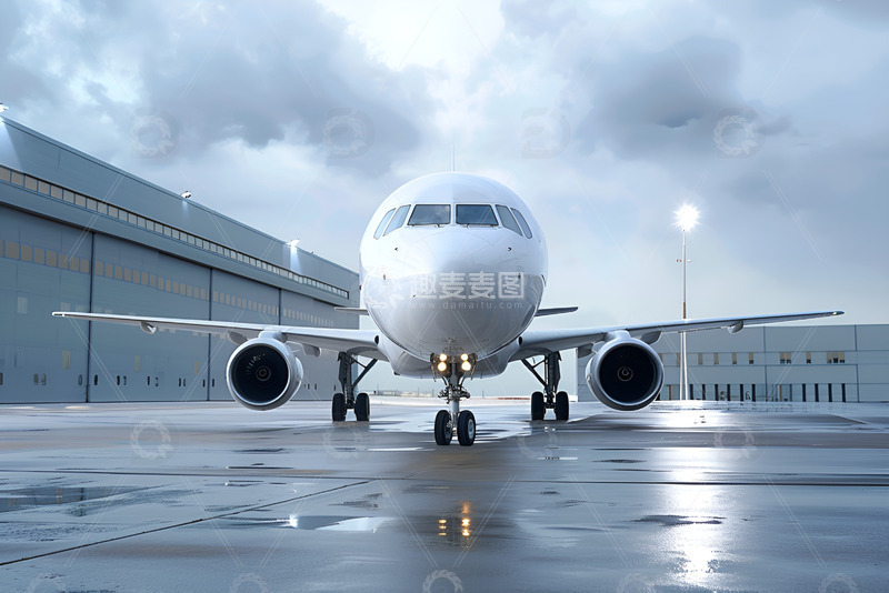 高清大图下载【趣麦麦图】停留在楼顶的私人飞机