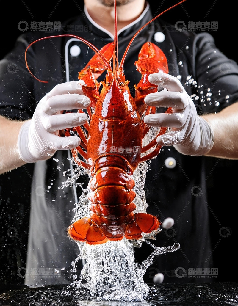 高清大图下载【趣麦麦图】红色海洋珍宝：波士顿龙虾的美味展示1