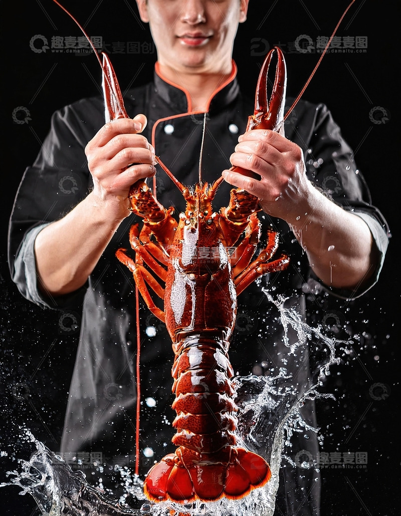 高清大图下载【趣麦麦图】红色海洋珍宝：波士顿龙虾的美味展示