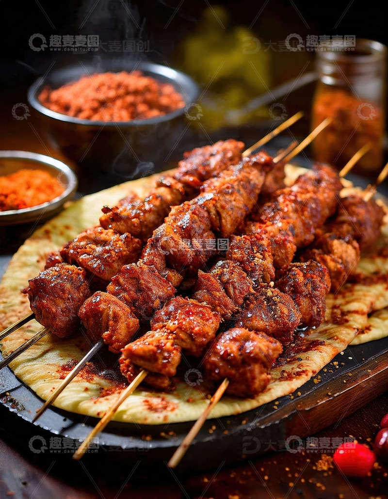 高清大图下载【趣麦麦图】炭火烤肉串 - 肉香四溢的烧烤盛宴2