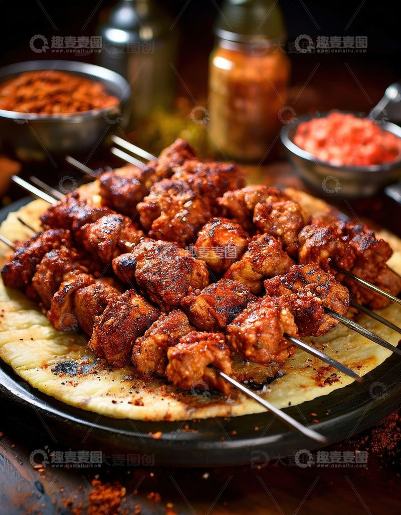 高清大图下载【趣麦麦图】炭火烤肉串 - 肉香四溢的烧烤盛宴3