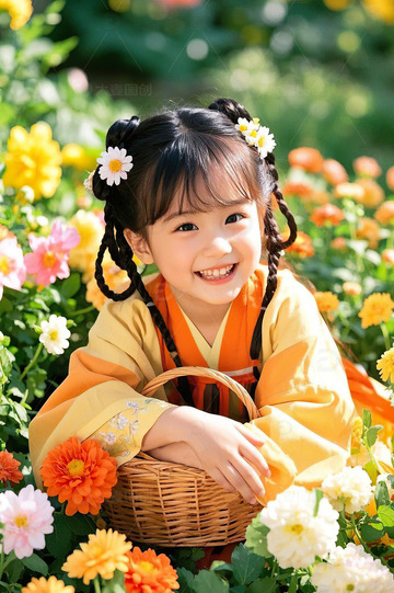 穿汉服的可爱小女孩