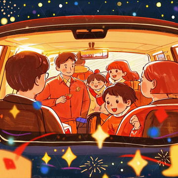 春运人物场景插画2