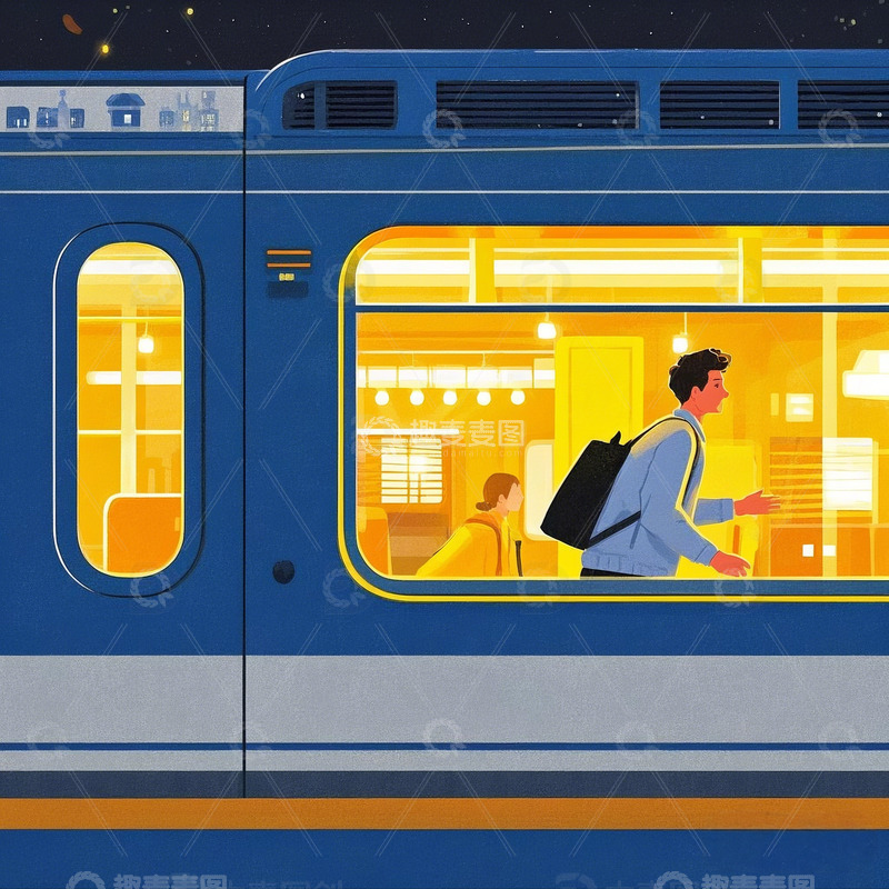 春运人物场景插画