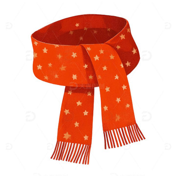 红色围脖插画元素