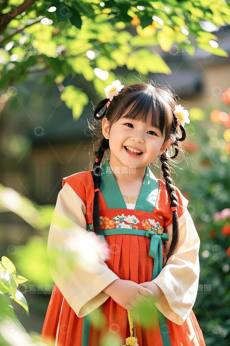 高清大图下载【趣麦麦图】穿汉服的可爱小女孩1