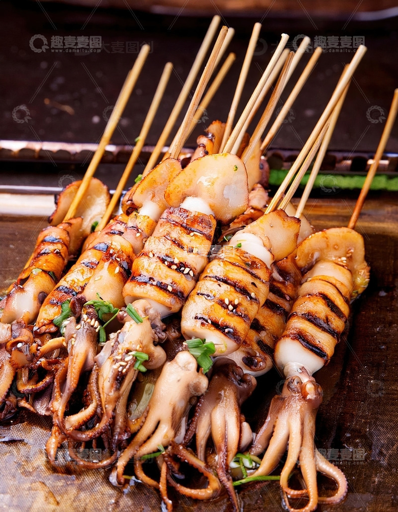 高清大图下载【趣麦麦图】烤鱿鱼-烧烤美食摄影8