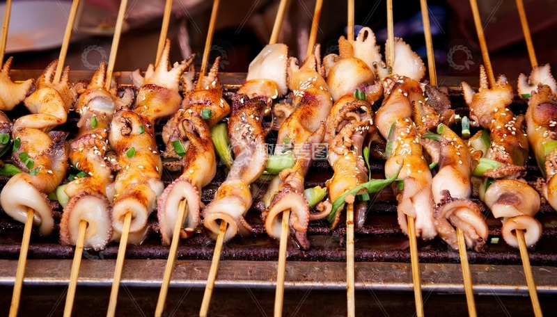 高清大图下载【趣麦麦图】烤鱿鱼-烧烤美食摄影5