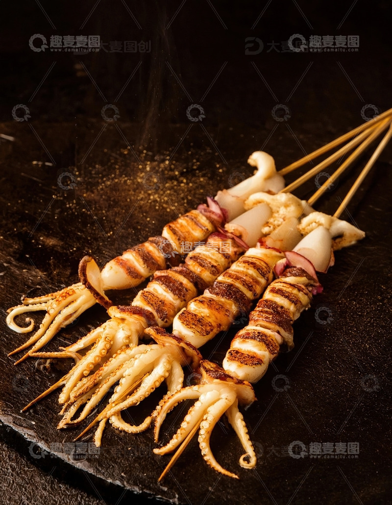 高清大图下载【趣麦麦图】烤鱿鱼-烧烤美食摄影3