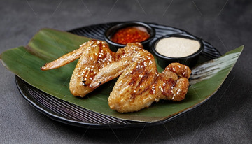 烤鸡翅-烧烤美食摄影